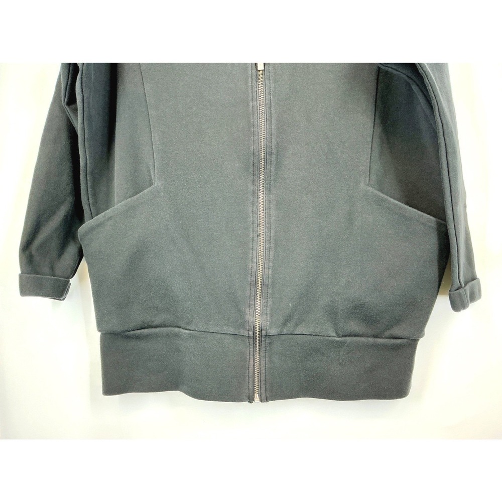 Kensie Hooded Zip Jacket M Black Oversized Pockets Athleisure Capsule Lagenlook - Picture 6 of 10